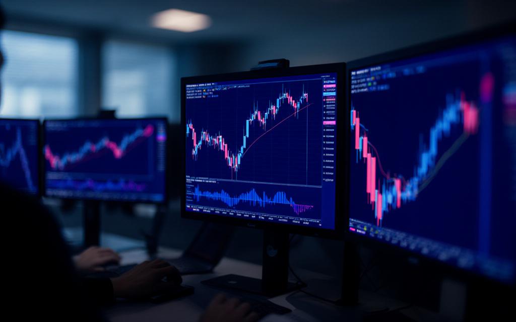 Algorithmic trading dashboard with complex data visualization